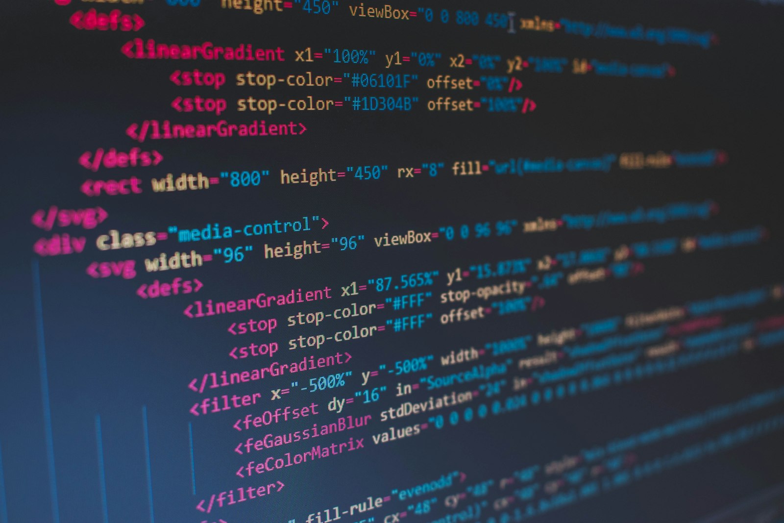 Source code for a web interface on a screen