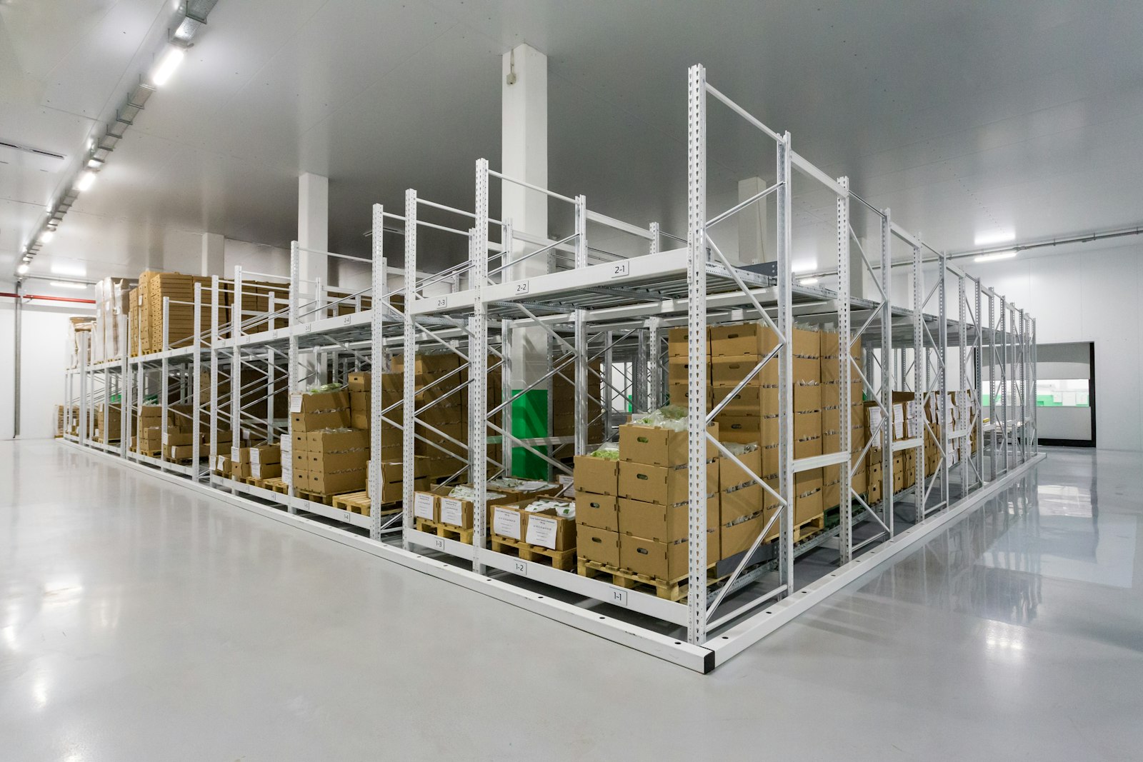 Packed boxes stacked in a warehouse before dispatch