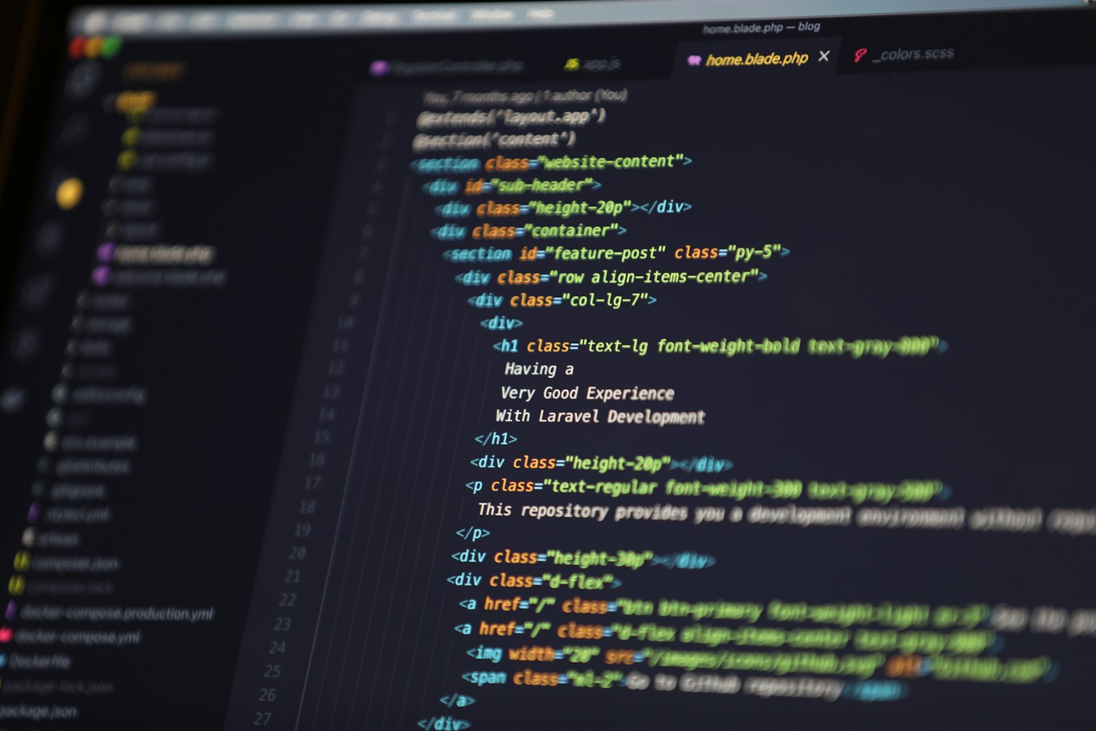 Web page markup and styles on a code editor screen